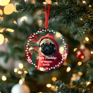 Schattigee Kersthond Happy Holiday Foto Ornament