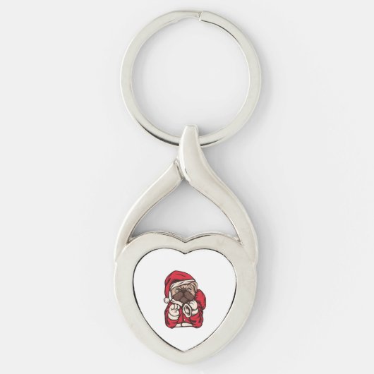 Schattigee kersthond in kerst pet 1 sleutelhanger (Voorkant)