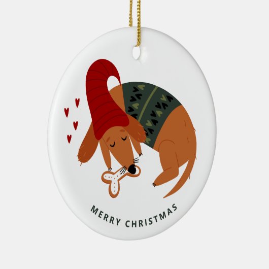 Schattigee kersthond  keramisch ornament (Rechts)