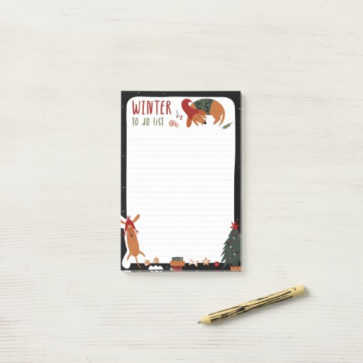Schattigee kersthond & kerst te doen lijst post-it® notes (Op bureau)