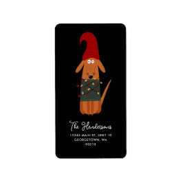 Schattigee kersthond & kerstverlichting etiket