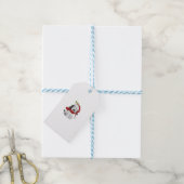 Schattigee kersthond met kerstmuts en sjaal cadeaulabel (Met Touw)