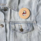 Schattigee kersthond met kerstmuts en sjaal ronde button 5,7 cm (In situ)
