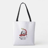 Schattigee kersthond met kerstmuts en sjaal tote bag (Achterkant)
