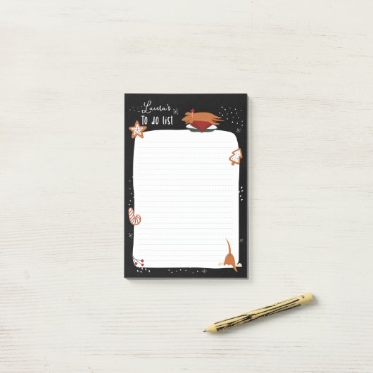 Schattigee kersthond  om te doen lijst post-it® notes (Op bureau)