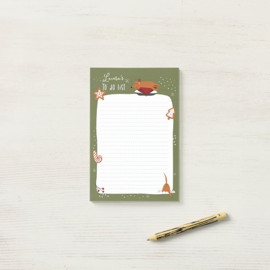 Schattigee kersthond  om te doen lijst post-it® notes (Op bureau)