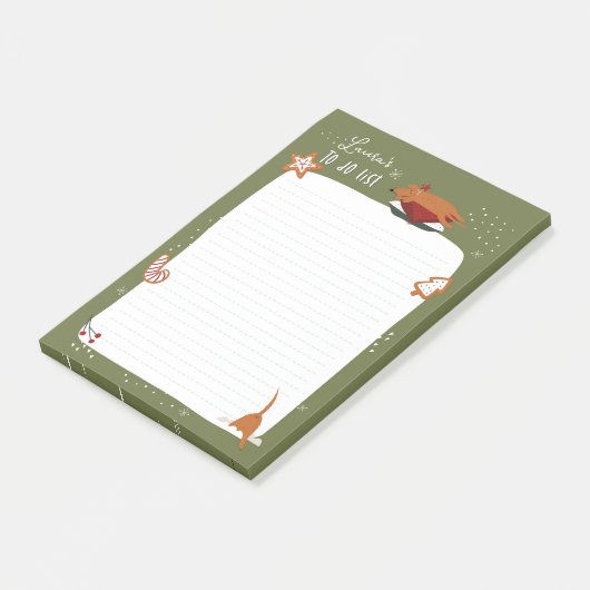 Schattigee kersthond  om te doen lijst post-it® notes (Schuin)