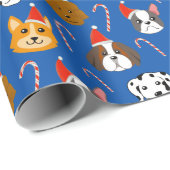 Schattigee Kersthond Patroon Cadeaupapier (Rol Hoek)