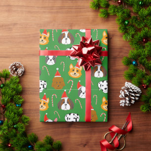 Schattigee Kersthond Patroon Cadeaupapier