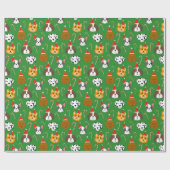 Schattigee Kersthond Patroon Cadeaupapier (Vlak)