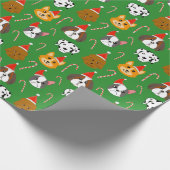 Schattigee Kersthond Patroon Cadeaupapier (Hoek)