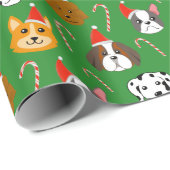 Schattigee Kersthond Patroon Cadeaupapier (Rol Hoek)