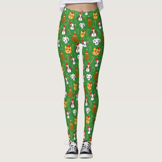 Schattigee Kersthond Patroon Leggings (Voorkant)