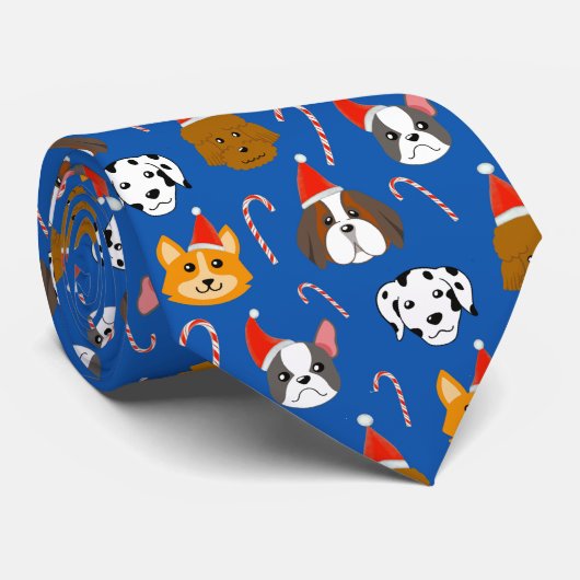 Schattigee Kersthond Patroon Stropdas (Opgerold)