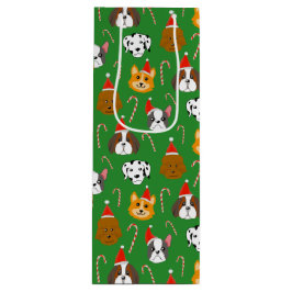 Schattigee Kersthond Patroon Wijn Cadeautas