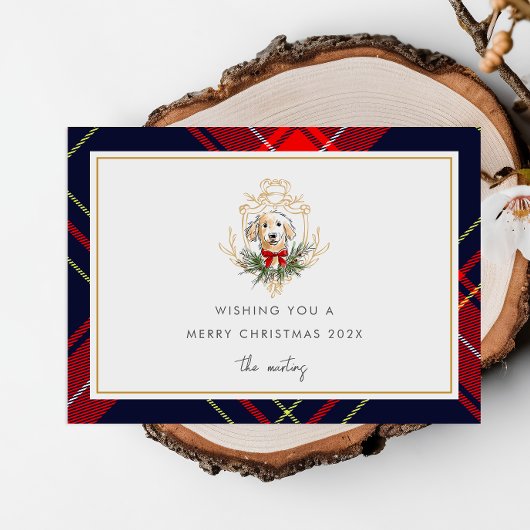 Schattigee Kersthond Plaid Fotocollage Feestdagen Kaart