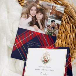 Schattigee Kersthond Plaid Fotocollage Feestdagen Kaart