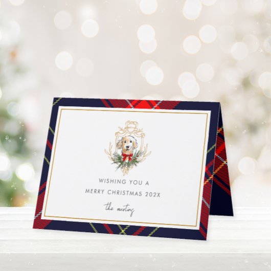 Schattigee Kersthond Plaid Fotocollage Feestdagen Kaart