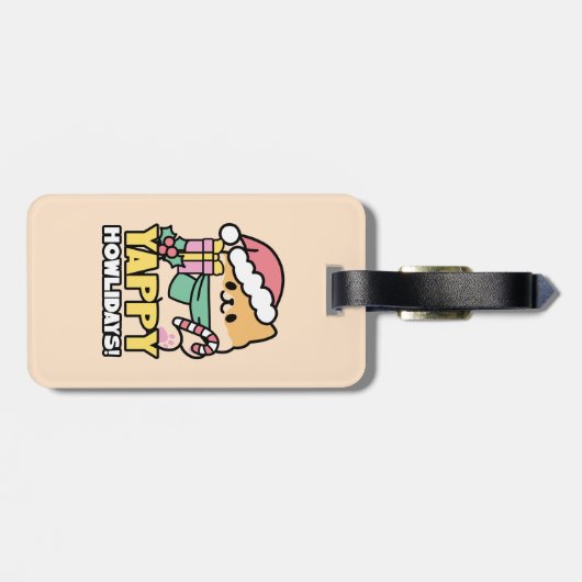 Schattigee Kersthond - Yappy Howholidays Bagagelabel (Achterkant horizontaal)