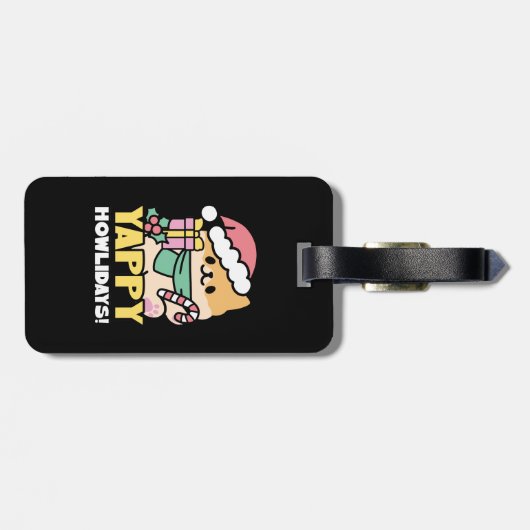 Schattigee Kersthond - Yappy Howholidays Bagagelabel (Achterkant horizontaal)