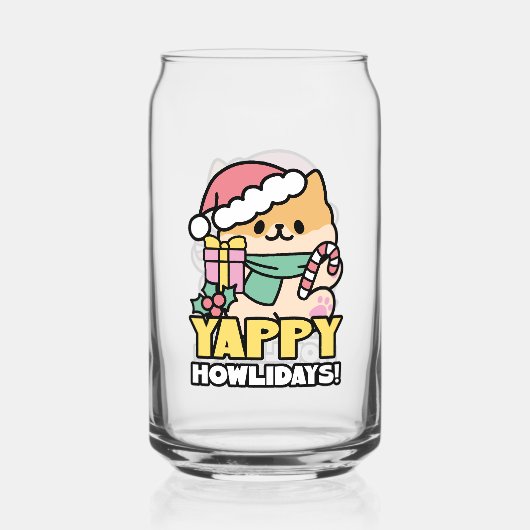 Schattigee Kersthond - Yappy Howholidays Blikvorm Glas (Achterkant)