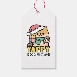 Schattigee Kersthond - Yappy Howholidays Cadeaulabel