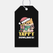 Schattigee Kersthond - Yappy Howholidays Cadeaulabel (Voorkant)