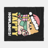 Schattigee Kersthond - Yappy Howholidays Fleece Deken (Voorkant (Horizontaal))