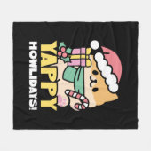 Schattigee Kersthond - Yappy Howholidays Fleece Deken (Voorkant (Horizontaal))