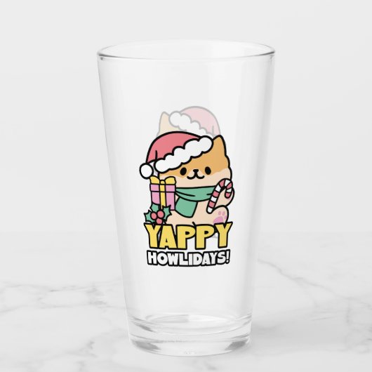Schattigee Kersthond - Yappy Howholidays Glas (Voorkant)