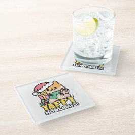 Schattigee Kersthond - Yappy Howholidays Glazen Onderzetter