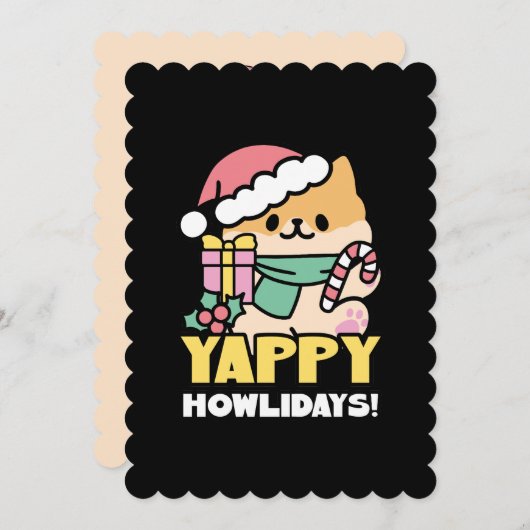 Schattigee Kersthond - Yappy Howholidays Kaart (Voorkant / Achterkant)