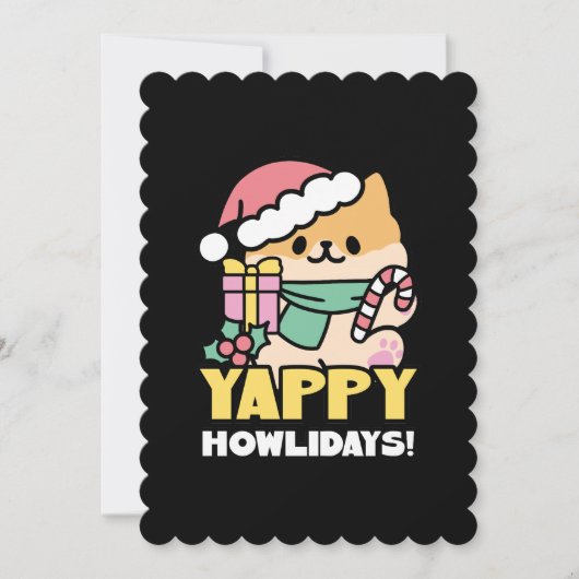 Schattigee Kersthond - Yappy Howholidays Kaart (Voorkant)