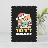 Schattigee Kersthond - Yappy Howholidays Kaart (Staand voorkant)