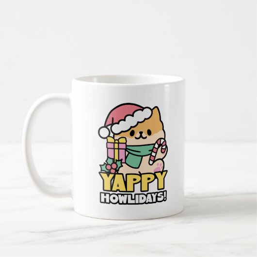 Schattigee Kersthond - Yappy Howholidays Koffiemok (Links)