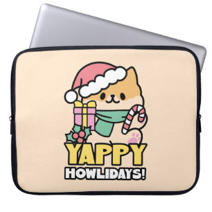Schattigee Kersthond - Yappy Howholidays Laptop Sleeve