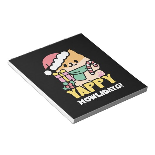 Schattigee Kersthond - Yappy Howholidays Notitieblok (Schuin)