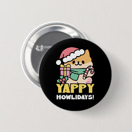 Schattigee Kersthond - Yappy Howholidays Ronde Button 5,7 Cm