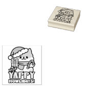 Schattigee Kersthond - Yappy Howholidays Rubberstempel (Gestempeld)