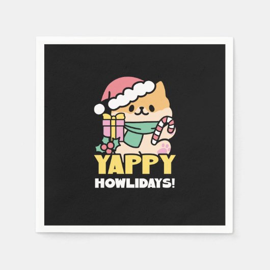 Schattigee Kersthond - Yappy Howholidays Servet (Voorkant)