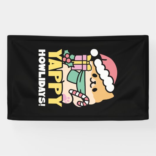 Schattigee Kersthond - Yappy Howholidays Spandoek (Horizontaal)