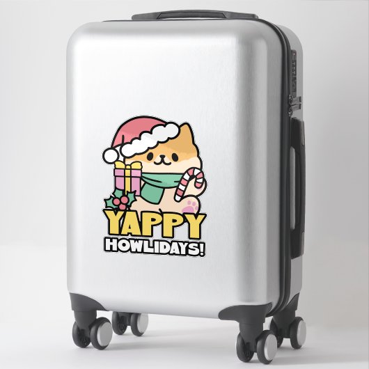 Schattigee Kersthond - Yappy Howholidays Sticker (Koffer)