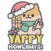 Schattigee Kersthond - Yappy Howholidays Sticker (Voorkant)