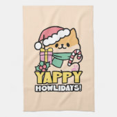 Schattigee Kersthond - Yappy Howholidays Theedoek (Verticaal)