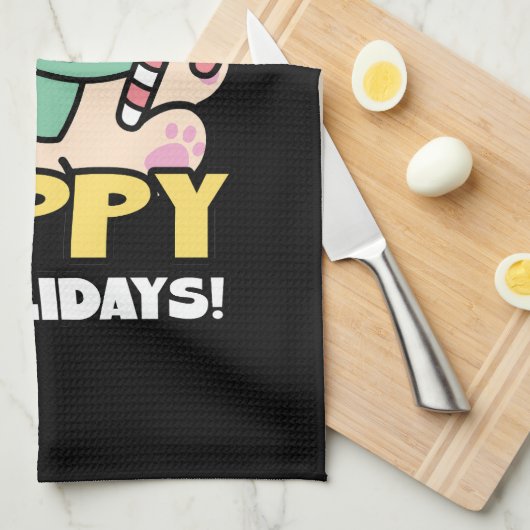 Schattigee Kersthond - Yappy Howholidays Theedoek (Quarter Fold)