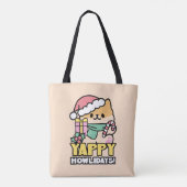 Schattigee Kersthond - Yappy Howholidays Tote Bag (Achterkant)