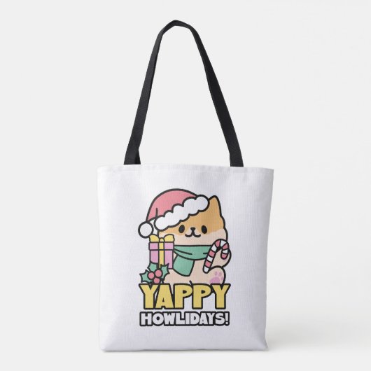 Schattigee Kersthond - Yappy Howholidays Tote Bag (Achterkant)