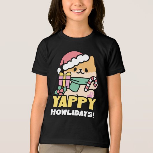 Schattigee Kersthond - Yappy Howholidays Tri-Blend Shirt (Voorkant)