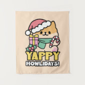 Schattigee Kersthond - Yappy Howholidays Wandkleed (Voorkant)
