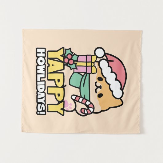 Schattigee Kersthond - Yappy Howholidays Wandkleed (Voorkant (horizontaal))